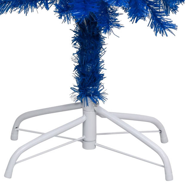 The Living Store Kunstkerstboom - Blauw 210 cm - LED-verlichting - Inclusief kerstballen en piek