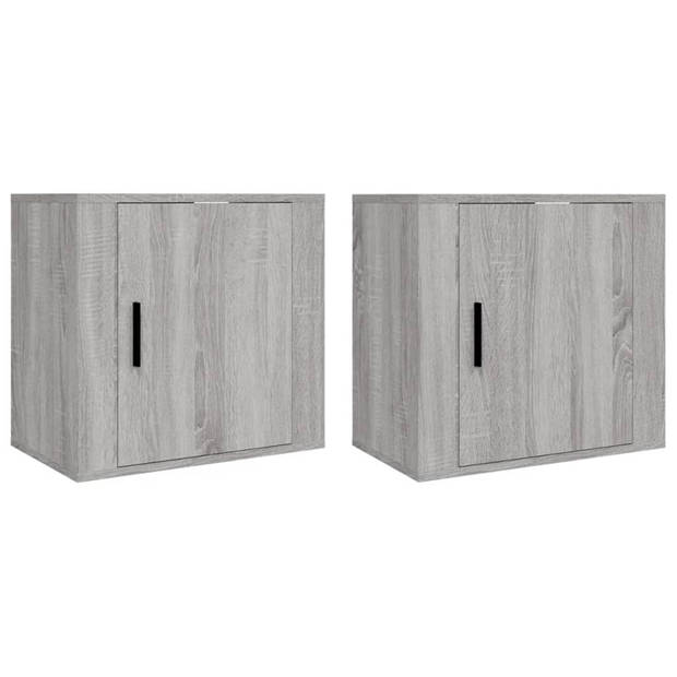 vidaXL Nachtkastjes 2 st wandgemonteerd 50x30x47 cm grijs sonoma eiken