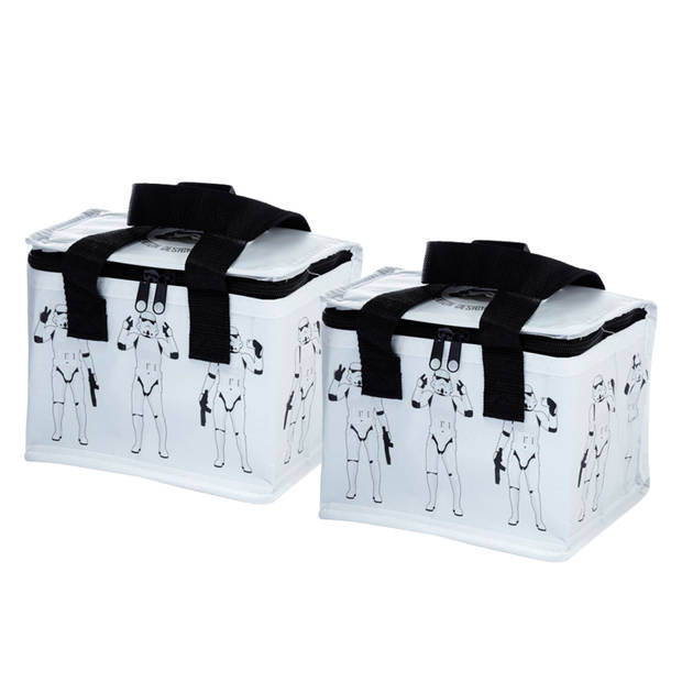 2x Stuks Kleine lunch koeltas - Stormtrooper print - 21 x 16 x 14 cm - 4,7 liter - Koeltas