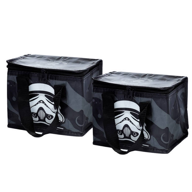 2x Stuks Kleine lunch koeltas - Stormtrooper print - 21 x 16 x 14 cm - 4,7 liter - Koeltas