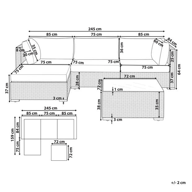 Beliani SANO - Loungeset-Zwart-PE rotan