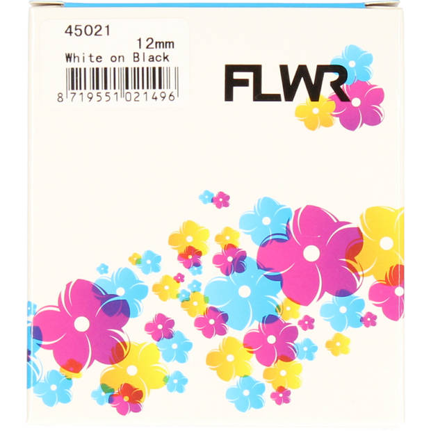 FLWR Dymo 45021 wit op zwart breedte 12 mm labels