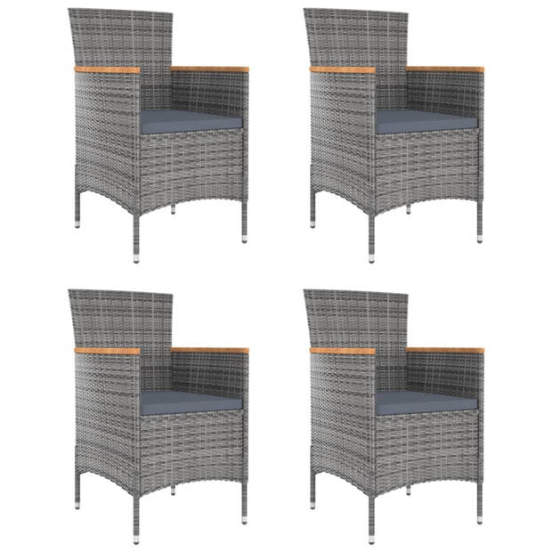 vidaXL Tuinstoelen 4 st poly rattan grijs