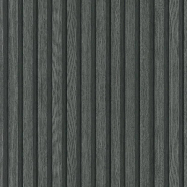 Noordwand Behang Botanica Wooden Slats zwart en grijs