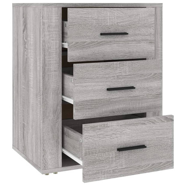 vidaXL Nachtkastje 50x36x60 cm bewerkt hout grijs sonoma eikenkleurig