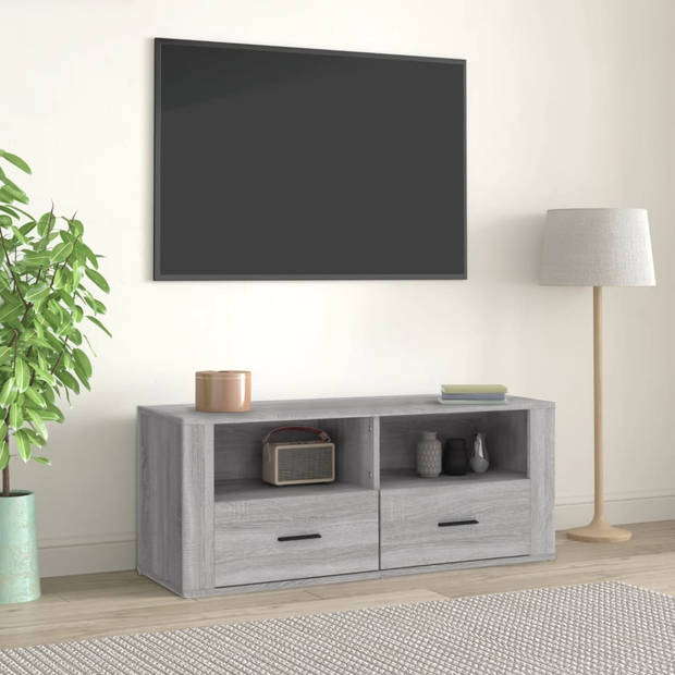 The Living Store Tv-kast Sonoma Eiken - 100x35x40 cm - Stereokast met opbergruimte