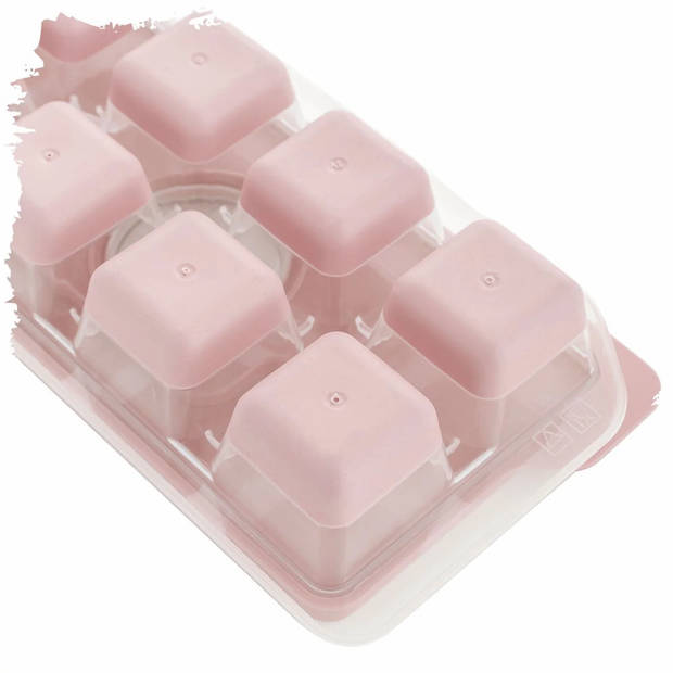 Praktyczna ijsblokjesvorm met deksel + vulopening 9 x 27 x 4 cm pastel roze