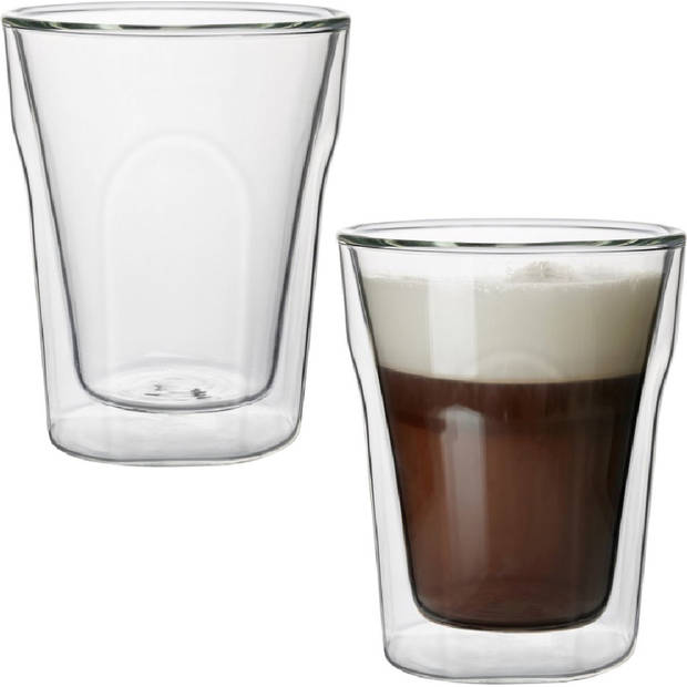 Florina malachit dubbelwandige koffieglazen of theeglazen 240 ML- Set van 2 - Gehard glas