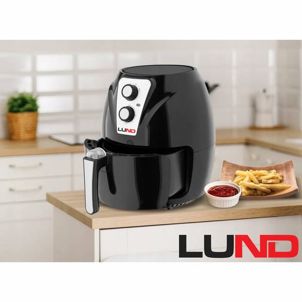 LUND Professional airfryer vetvrije friteuse 2.4L - 1300W - 67570 - zwart