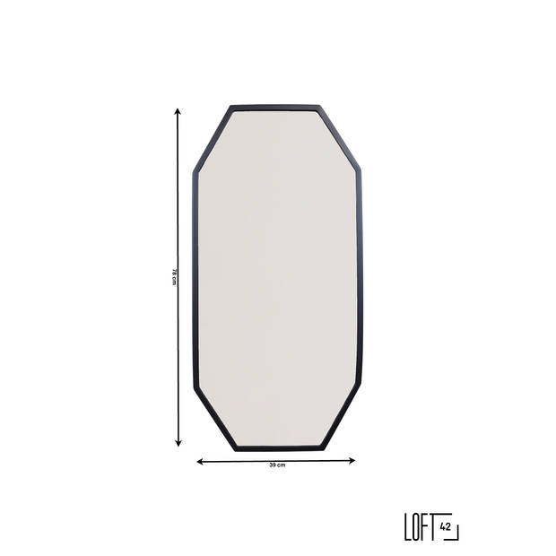 LOFT42 Octa wandspiegel – Zwart - metaal – 79x39