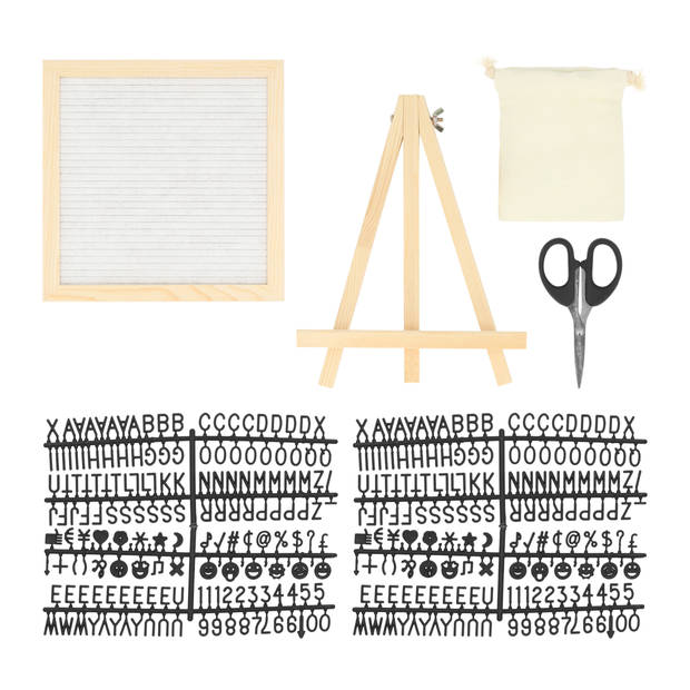 QUVIO Letterbord - Wit met houten lijst