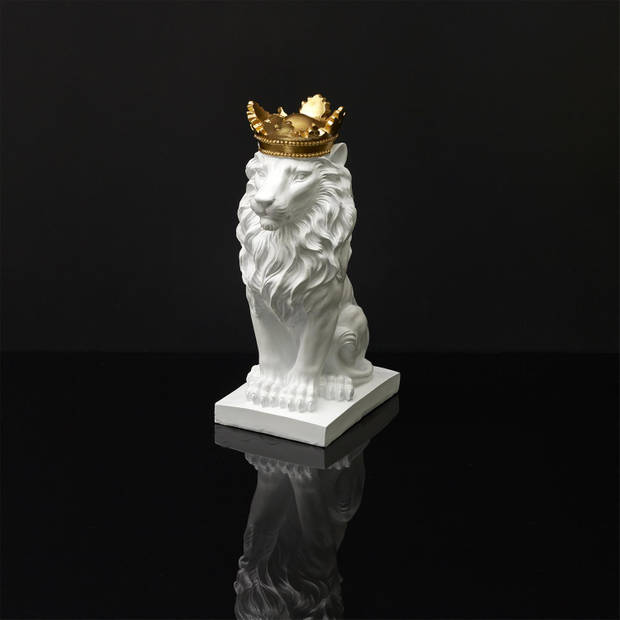 Decoratief beeld Royal Lion - Wit - H30 cm