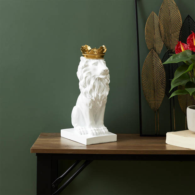 Decoratief beeld Royal Lion - Wit - H30 cm