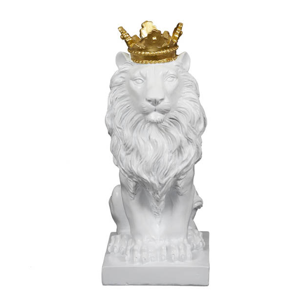 Decoratief beeld Royal Lion - Wit - H30 cm