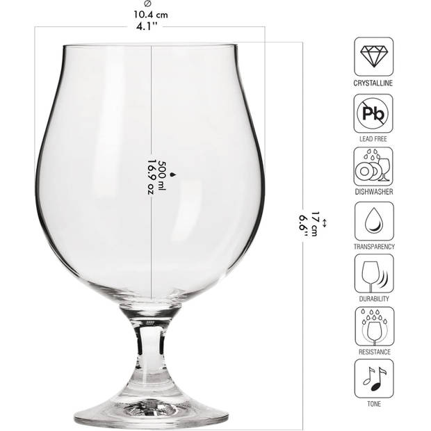 Krosno Bierglazen - Speciaal bier - Brewery Collection - 500 ml - 6 stuks