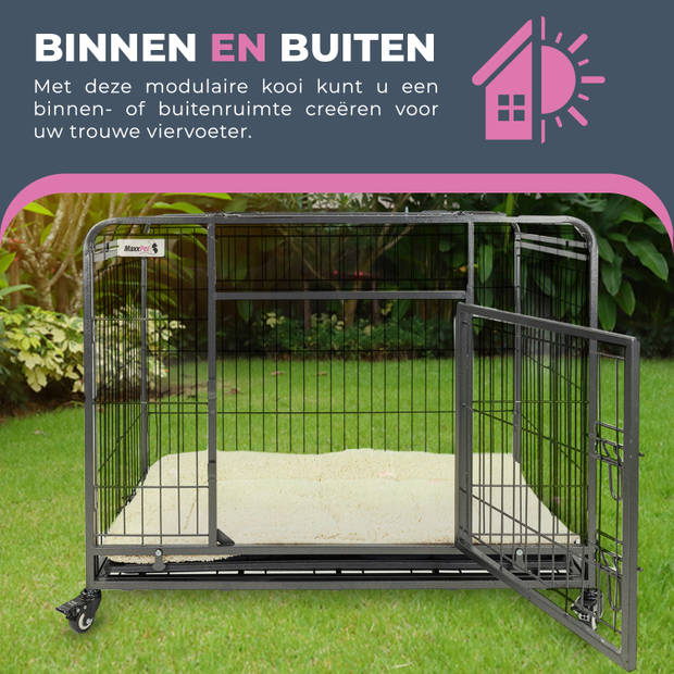 MaxxPet Hondenbench - Bench - Bench voor honden - Hondenbench Opvouwbaar - Verrijdbaar - Incl. Plaid - 110x71x78 cm