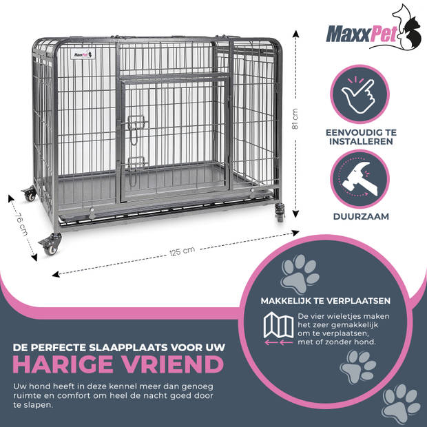 MaxxPet Hondenbench met Plaid - Bench voor puppy's en honden - 125x76x81 cm
