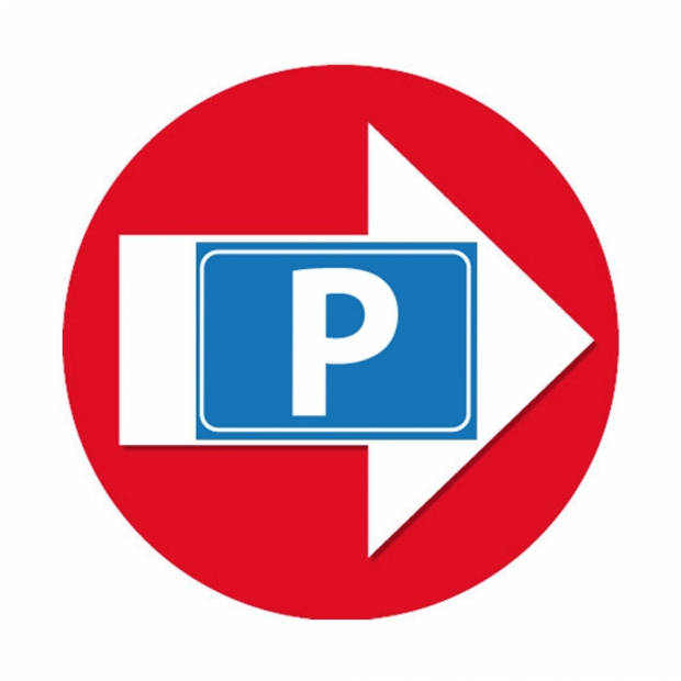 Bewegwijzering stickers rood met P symbool 4 st - Feeststickers