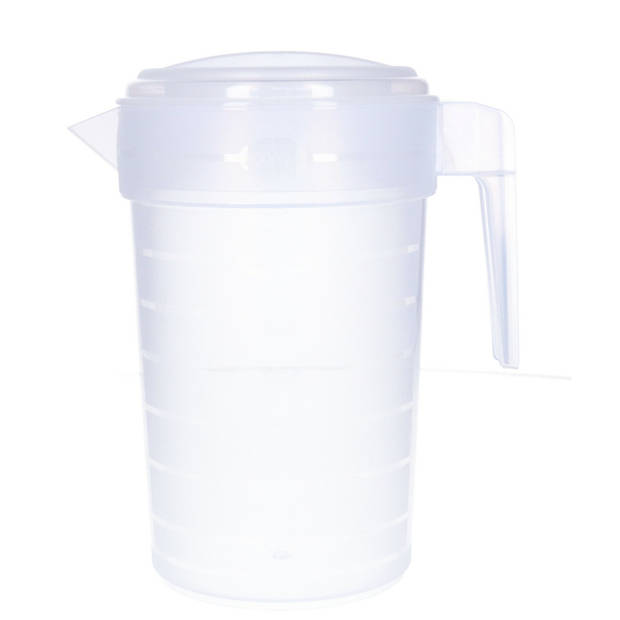 3x stuks water/limonade schenkkannen 2 liter met 24x kunststof glazen voordeelset - Schenkkannen