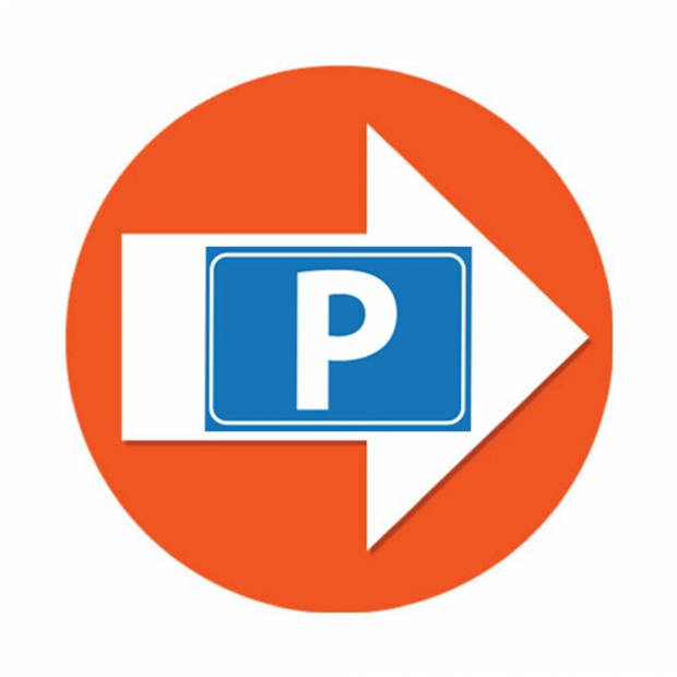 Bewegwijzering stickers oranje met P symbool 4 st - Feeststickers