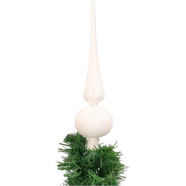 24x stuks kunststof kerstballen 6 cm inclusief glitter piek wit - Kerstbal