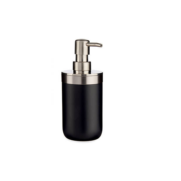 2x stuks zeeppompje/dispenser roestvrij metaal zwart/zilver 350 ml met formaat 9 x 8 x 17 cm - Zeeppompjes
