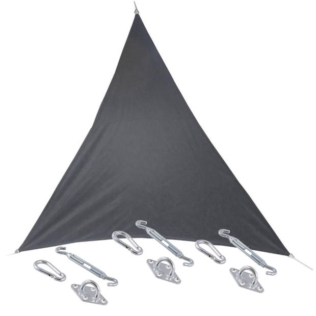 Premium kwaliteit schaduwdoek/zonnescherm Shae driehoek grijs 3 x 3 x 3 meter met ophanghaken - Schaduwdoeken