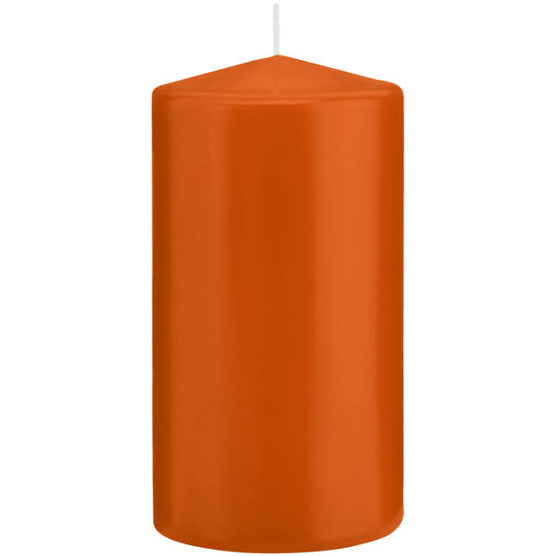 Stompkaarsen set van 2x stuks oranje 12 en 15 cm - Stompkaarsen
