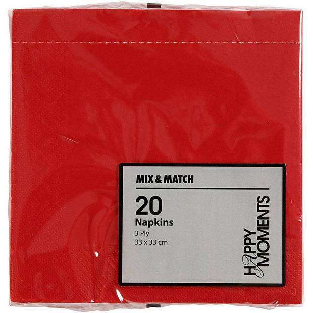 40x Rode servetten van papier 33 x 33 cm - Feestservetten