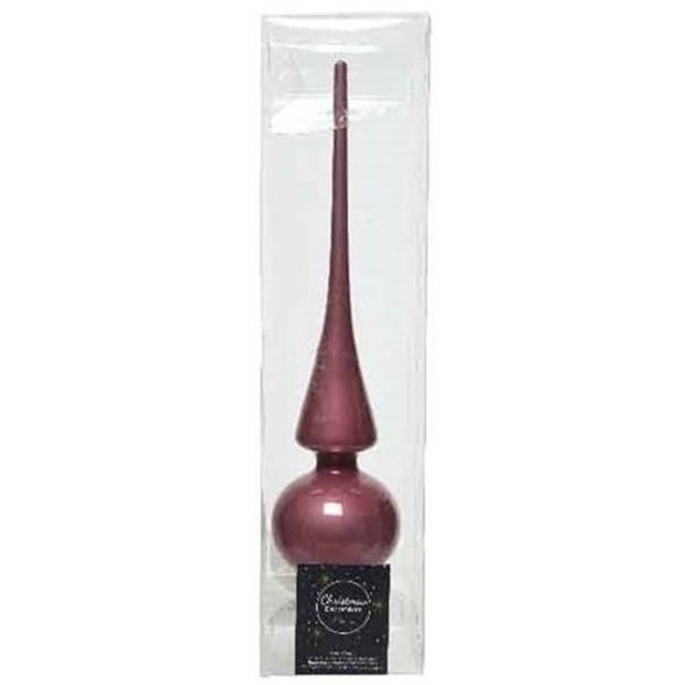 Glazen kerstboompiek oud roze glans 26 cm - kerstboompieken