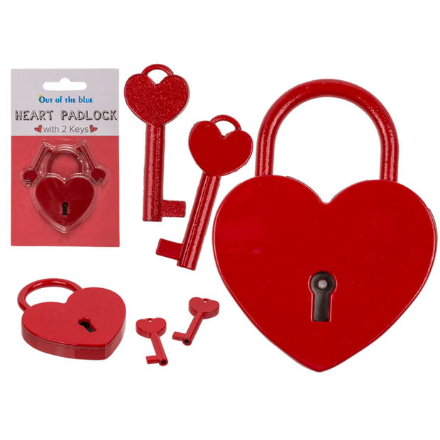 Valentijn/Liefde thema slotje rood met hartje van 6 cm - Feestdecoratievoorwerp