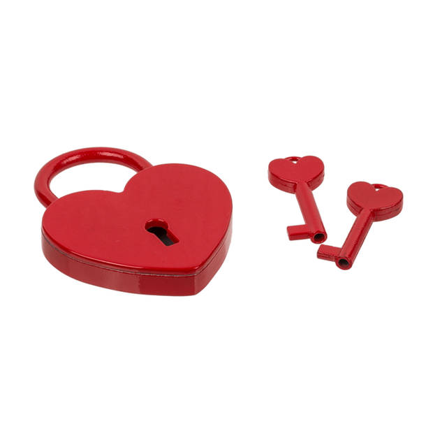 Valentijn/Liefde thema slotje rood met hartje van 6 cm - Feestdecoratievoorwerp