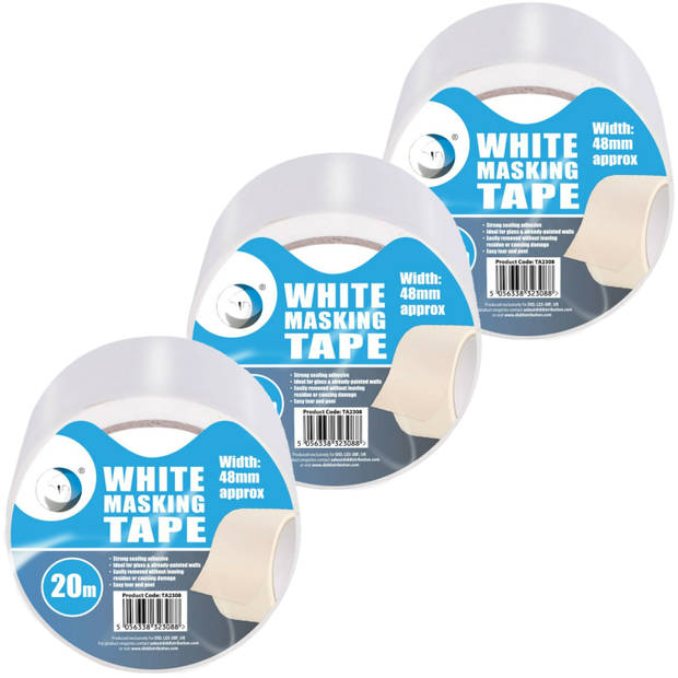 DID afplaktape/verftape transparant 3 stuks 20 meter x 24 mm - Tape (klussen)