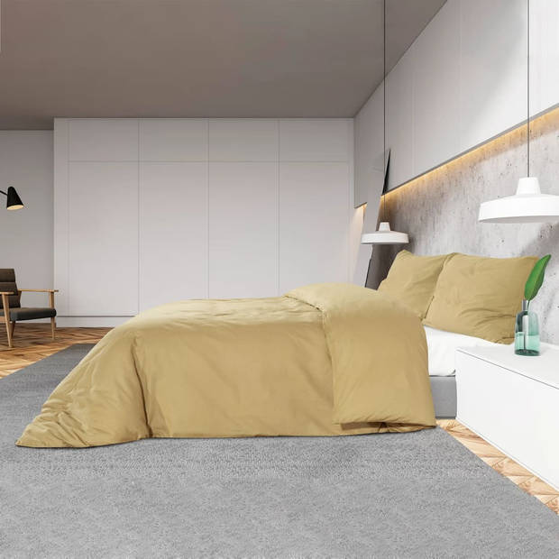 vidaXL Dekbedovertrekset 200x200 cm katoen taupe