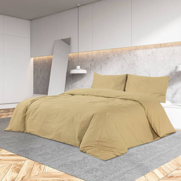 vidaXL Dekbedovertrekset 220x240 cm katoen taupe