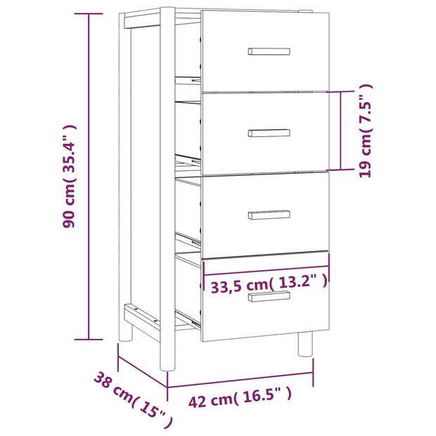 vidaXL Hoge kast 42x38x90 cm bewerkt hout wit