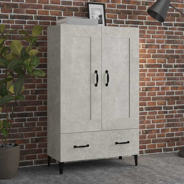 The Living Store Hoge Kast Meubel - 70x31x115 cm - Betongrijs