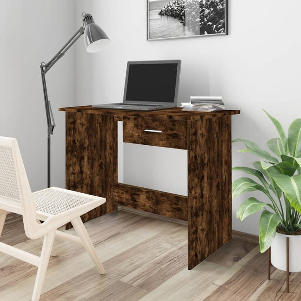 The Living Store Bureau Gerookt Eiken - 100 x 50 x 76 cm - opbergruimte - multifunctioneel