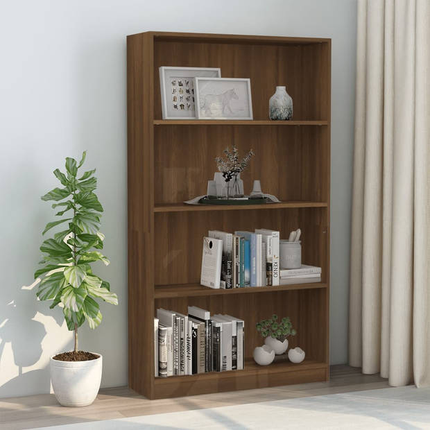 vidaXL Boekenkast met 4 schappen 80x24x142 cm hout bruin eikenkleur