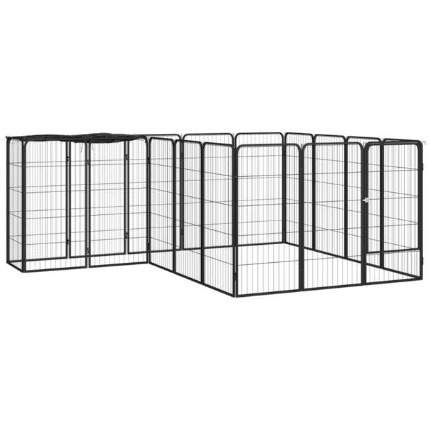 vidaXL Hondenkennel 18 panelen 50 x 100 cm gepoedercoat staal zwart