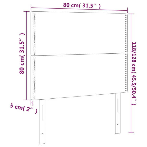 vidaXL Hoofdborden 2 st 80x5x78/88 cm fluweel lichtgrijs