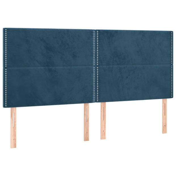 vidaXL Hoofdborden 4 st 100x5x78/88 cm fluweel donkerblauw