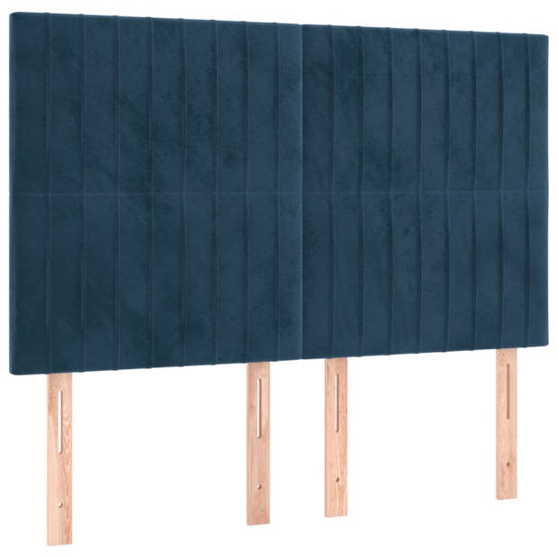 vidaXL Hoofdborden 4 st 72x5x78/88 cm fluweel donkerblauw