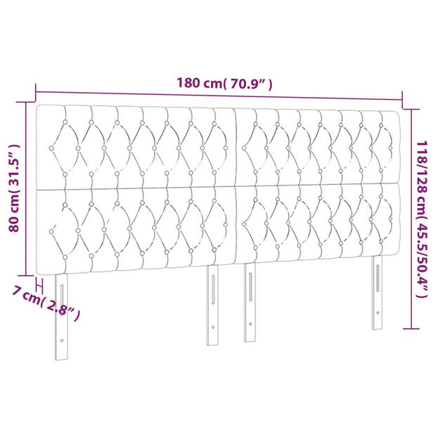 vidaXL Hoofdbord LED 180x7x118/128 cm stof taupe