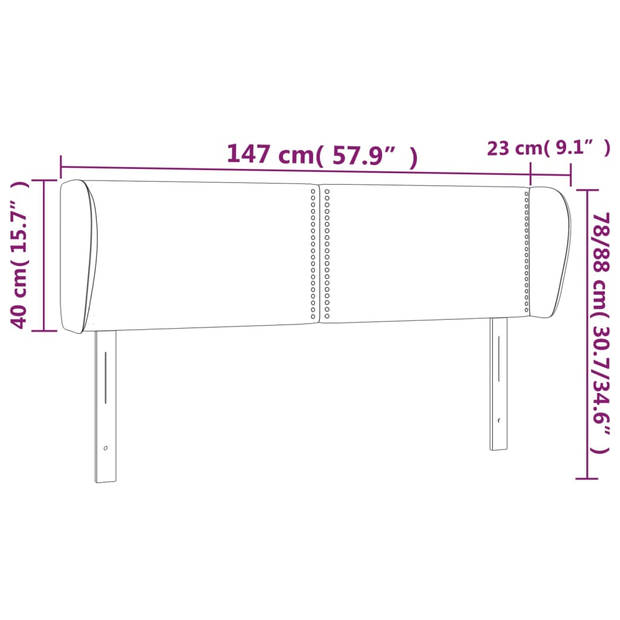 vidaXL Hoofdbord met randen 147x23x78/88 cm stof donkergrijs