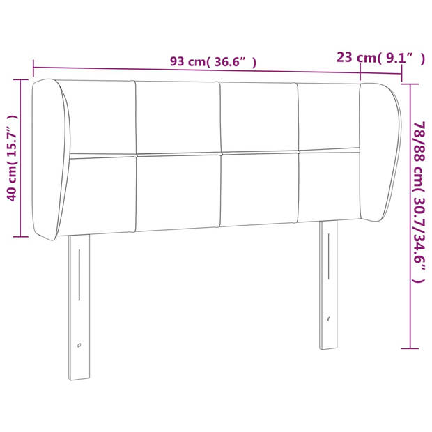 vidaXL Hoofdbord met randen 93x23x78/88 cm fluweel zwart