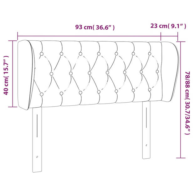 vidaXL Hoofdbord met randen 93x23x78/88 cm stof donkerbruin