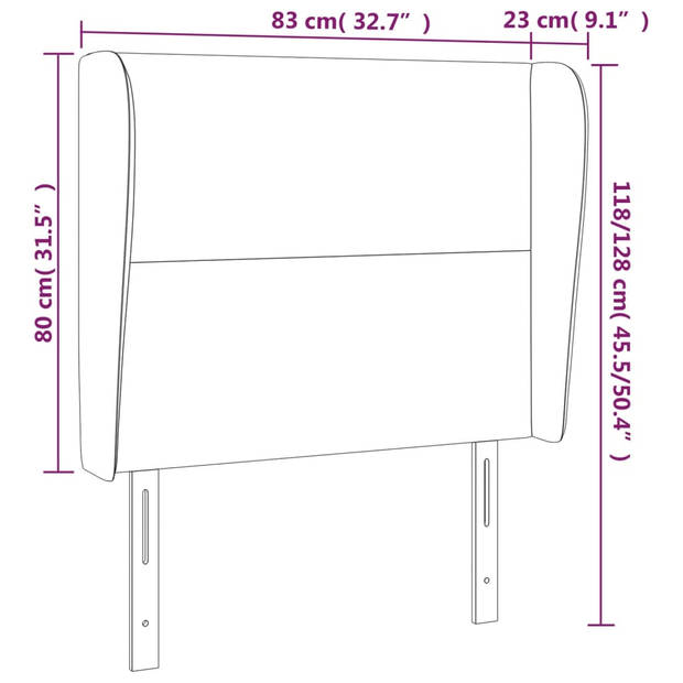 vidaXL Hoofdbord met randen 83x23x118/128 cm stof donkerbruin