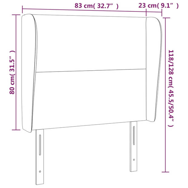 vidaXL Hoofdbord met randen 83x23x118/128 cm fluweel donkergroen