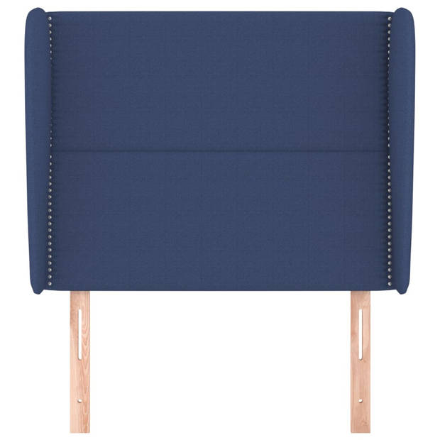 vidaXL Hoofdbord met randen 83x23x118/128 cm stof blauw